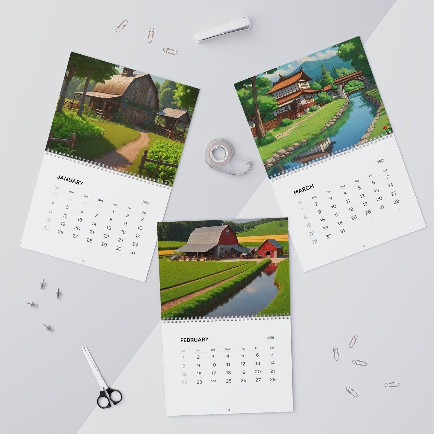 2026 Minimal Wall Calendar — Clean Monthly Grid Calendar for Home & Office - The Humanitarians & Robotarians LLC.