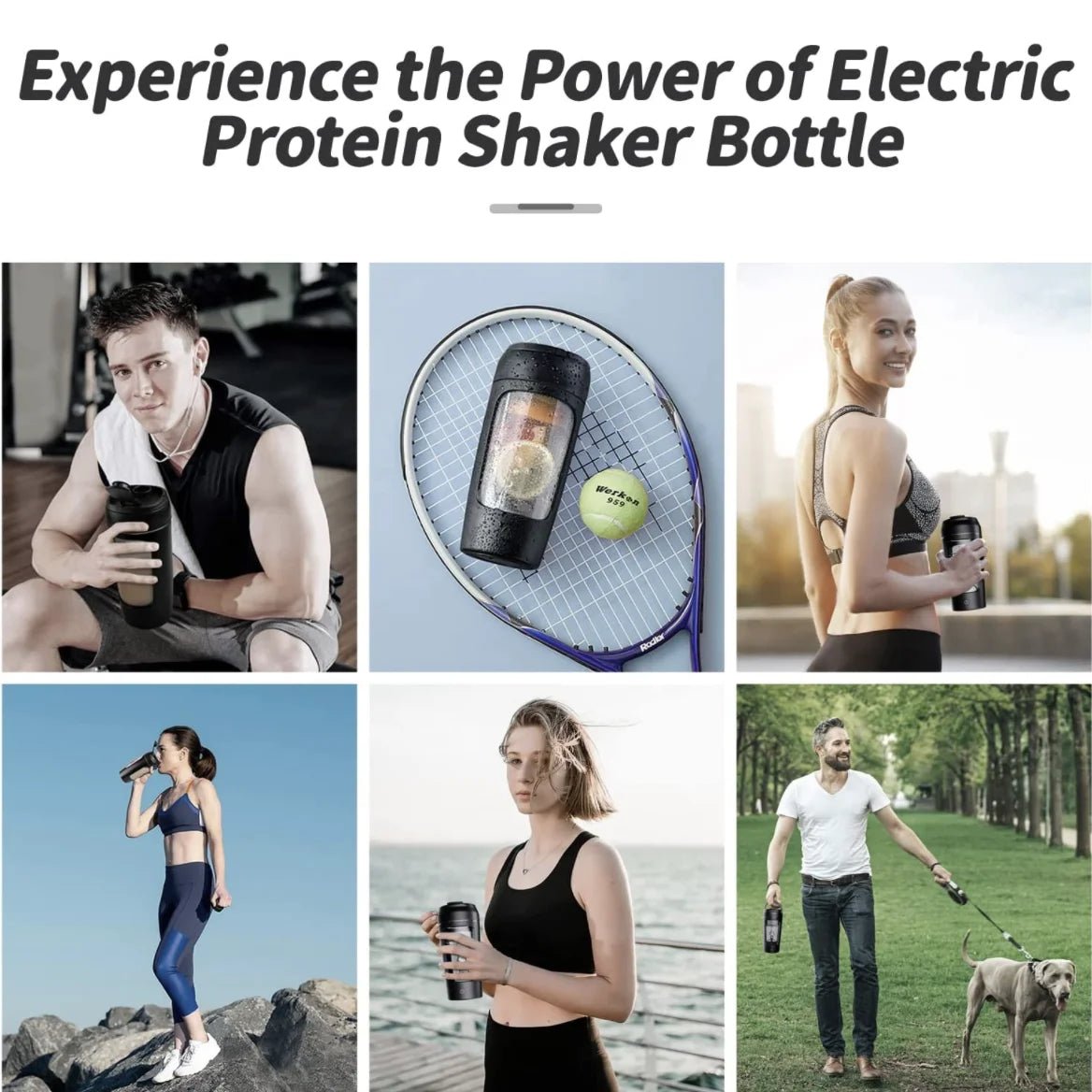 Electric Portable Whey Protein Shaker Bottle - The Humanitarians & Robotarians LLC.