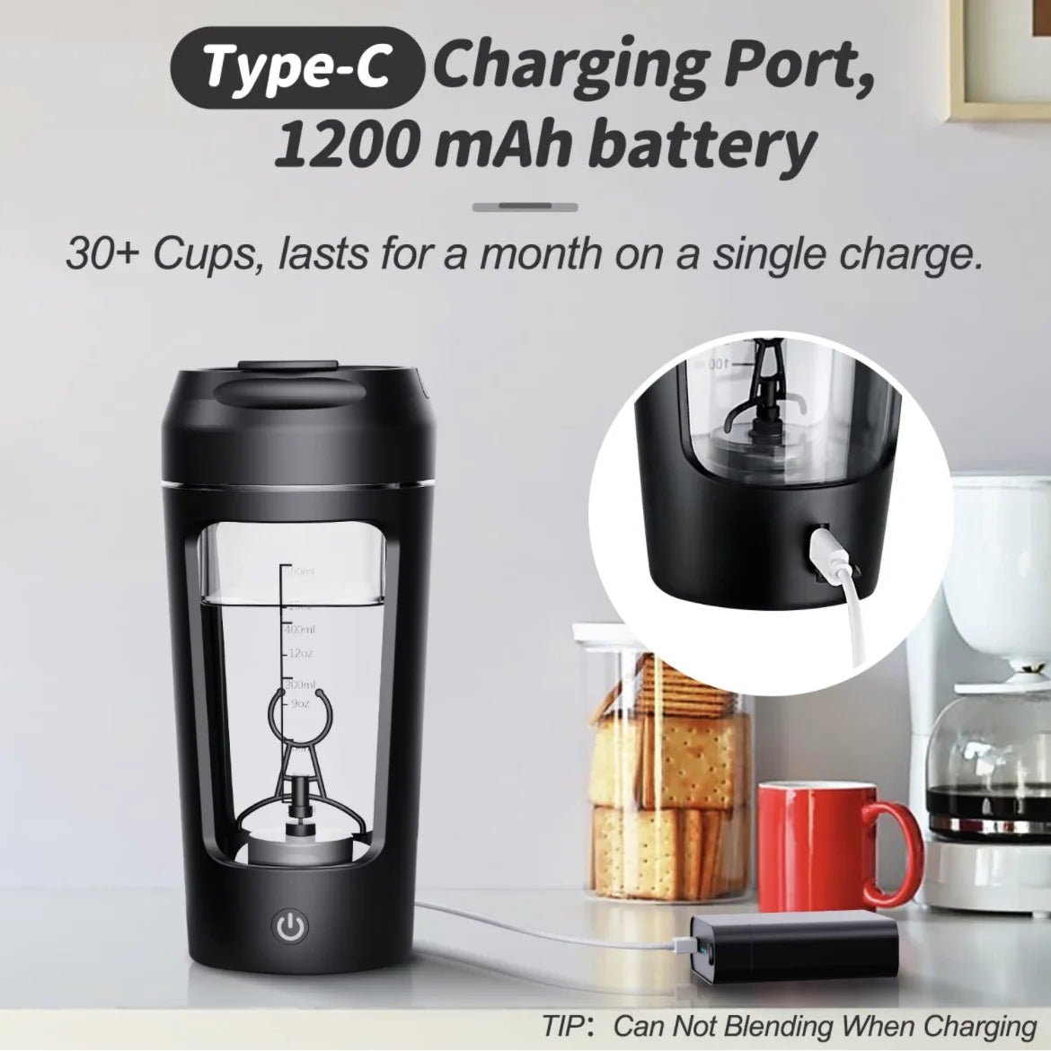 Electric Portable Whey Protein Shaker Bottle - The Humanitarians & Robotarians LLC.
