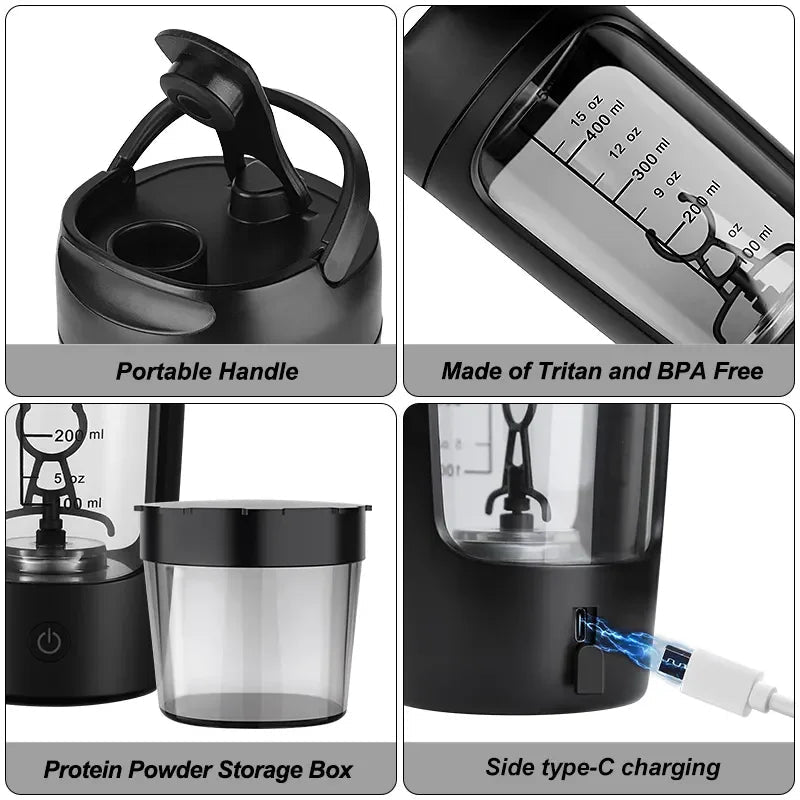 Electric Portable Whey Protein Shaker Bottle - The Humanitarians & Robotarians LLC.