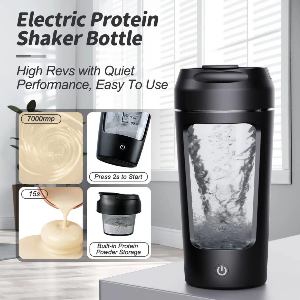 Electric Portable Whey Protein Shaker Bottle - The Humanitarians & Robotarians LLC.