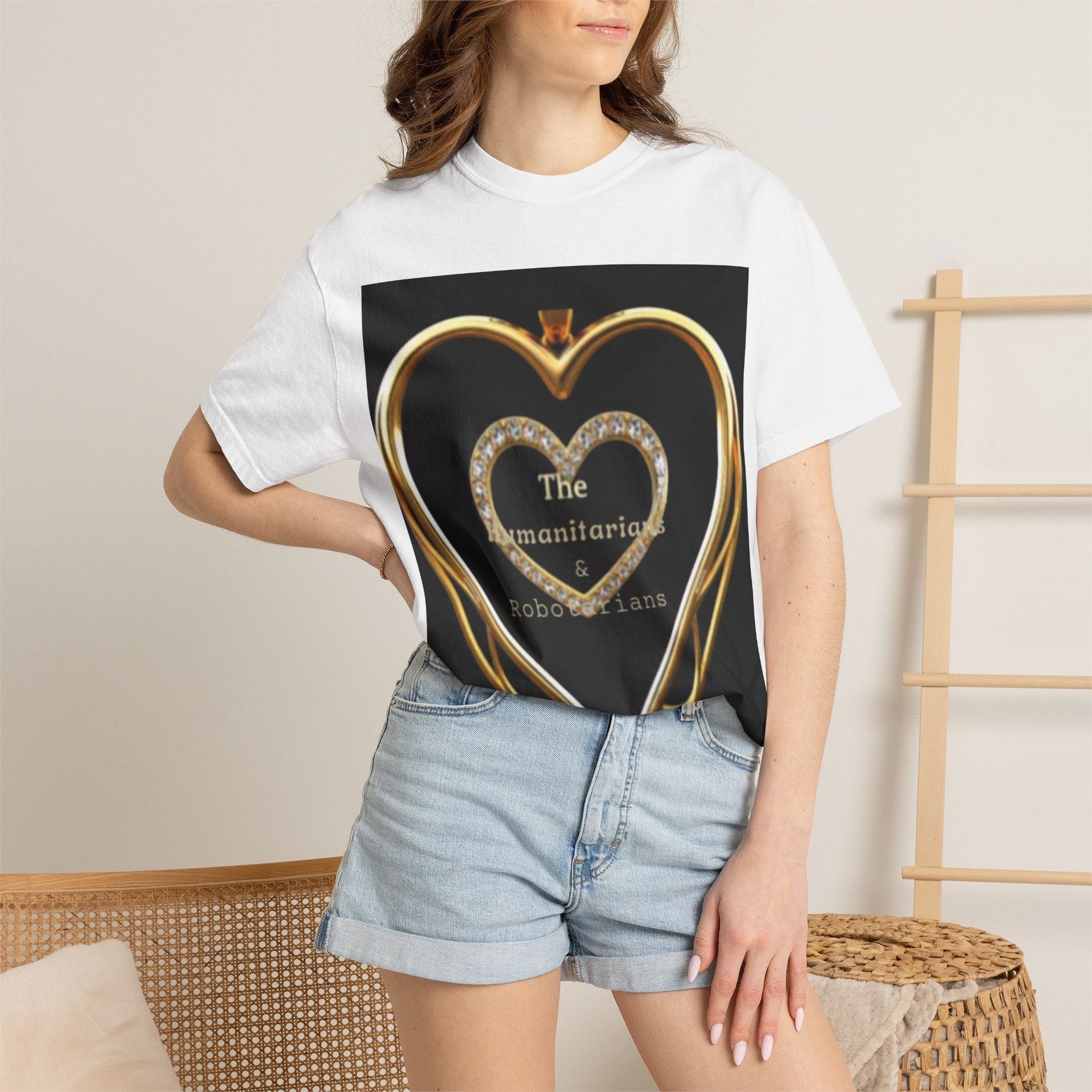 Gold Heart Logo T-Shirt — "The Humanitarians & Robovarians" Graphic Tee - The Humanitarians & Robotarians LLC.