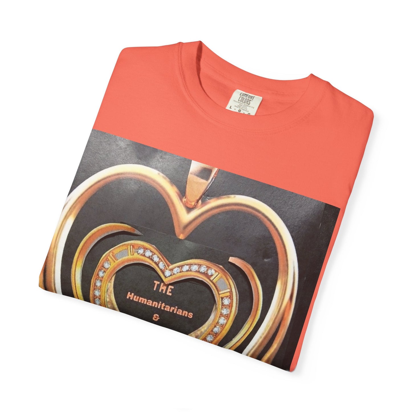 Heart Pendant Photo T-Shirt — Golden Heart Necklace Graphic Tee - The Humanitarians & Robotarians LLC.