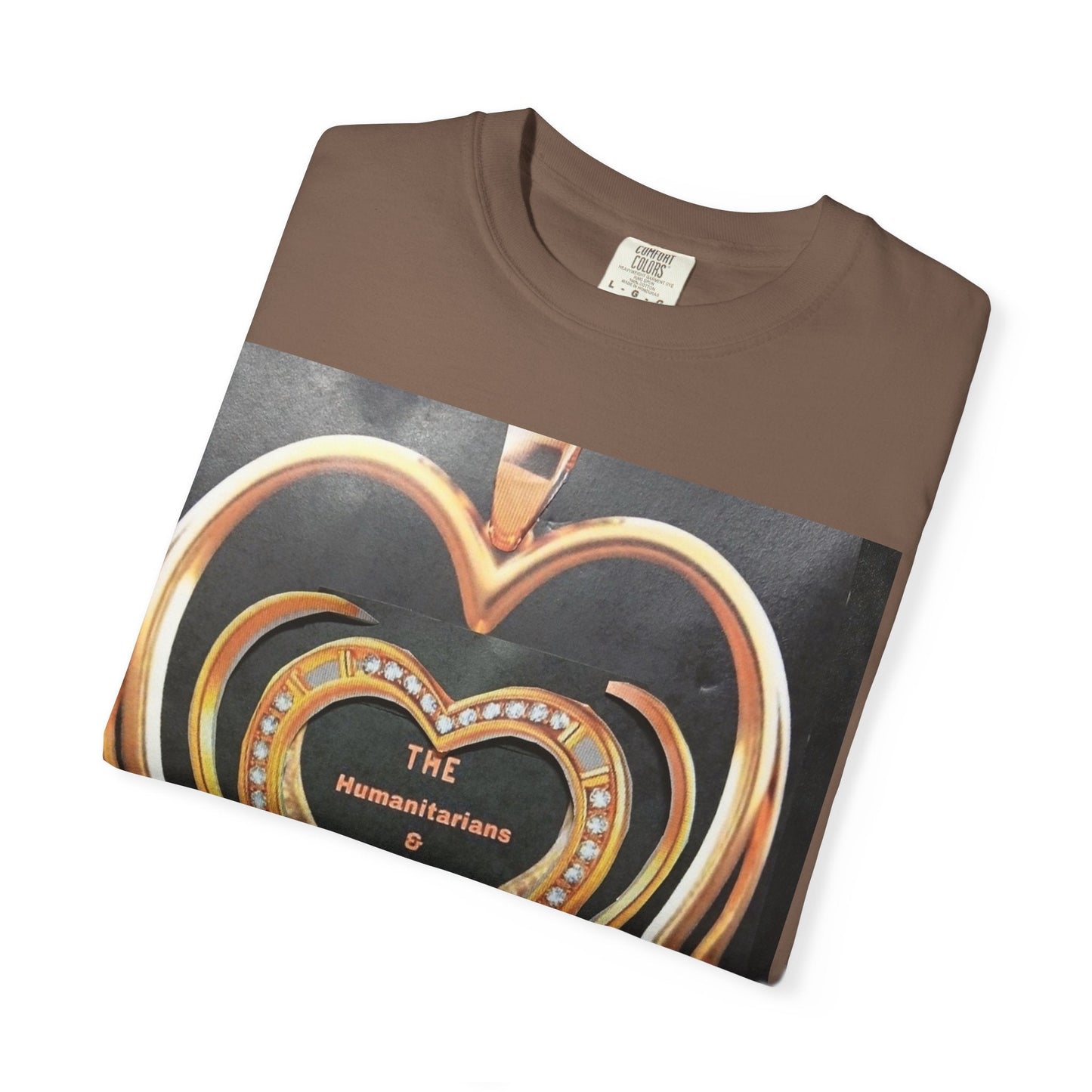 Heart Pendant Photo T-Shirt — Golden Heart Necklace Graphic Tee - The Humanitarians & Robotarians LLC.