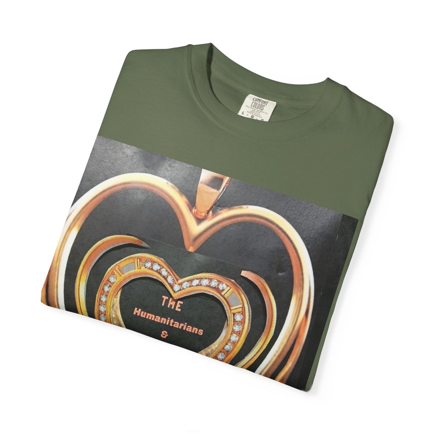 Heart Pendant Photo T-Shirt — Golden Heart Necklace Graphic Tee - The Humanitarians & Robotarians LLC.