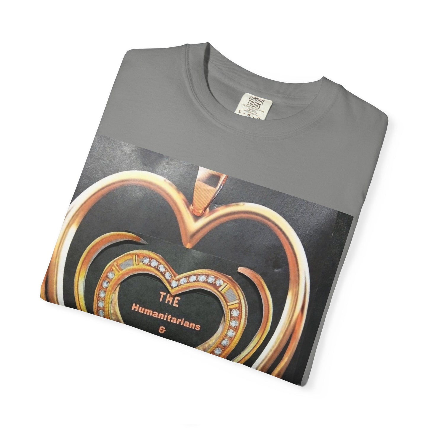 Heart Pendant Photo T-Shirt — Golden Heart Necklace Graphic Tee - The Humanitarians & Robotarians LLC.