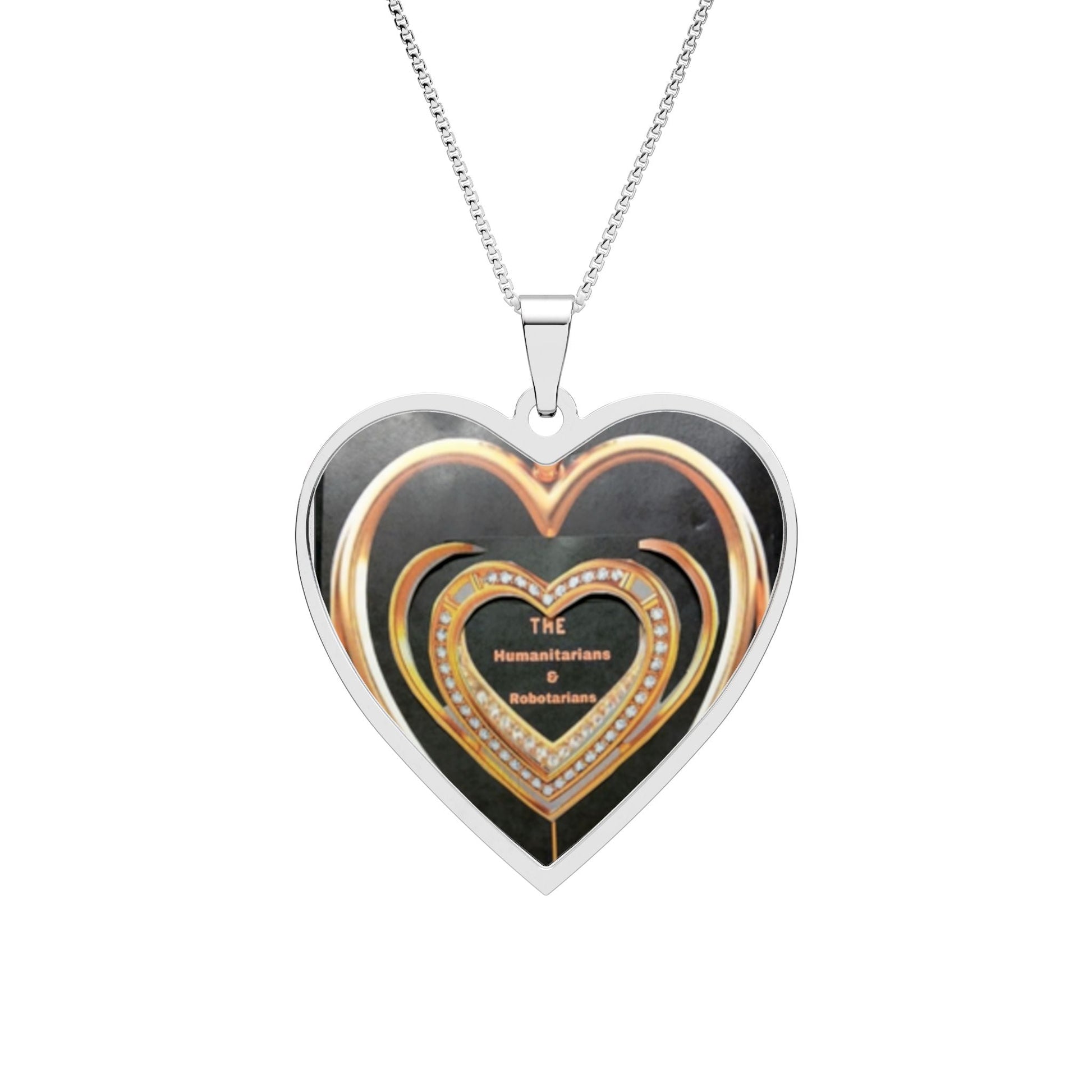 Heart Photo Pendant Necklace  2— Personalized Heart Frame Locket (Gold or Silver) - The Humanitarians & Robotarians LLC.