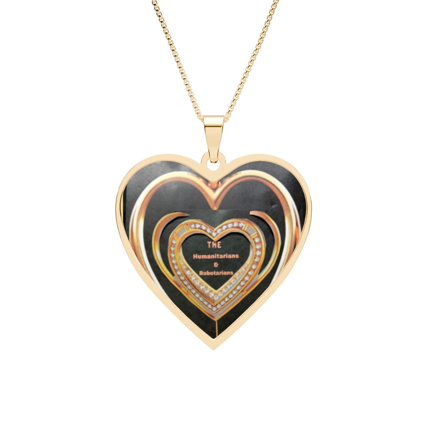 Heart Photo Pendant Necklace  2— Personalized Heart Frame Locket (Gold or Silver) - The Humanitarians & Robotarians LLC.