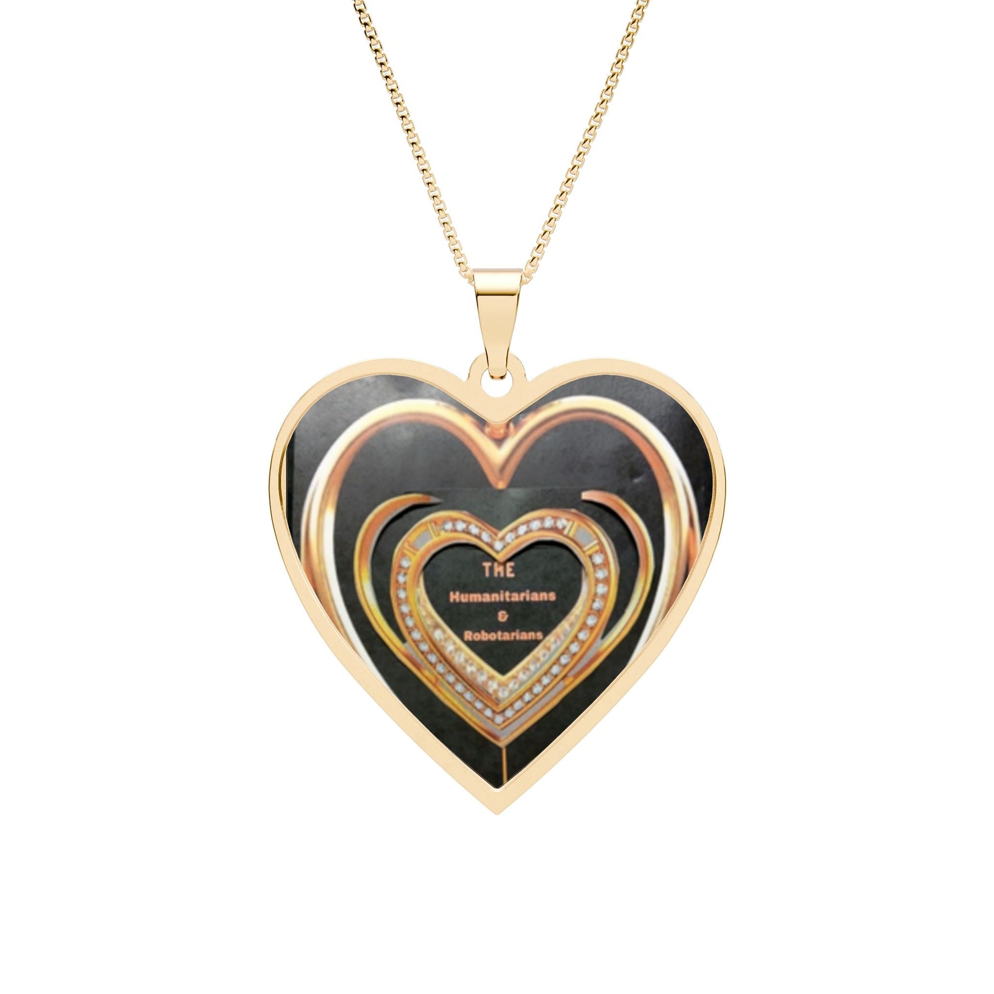 Heart Photo Pendant Necklace  2— Personalized Heart Frame Locket (Gold or Silver) - The Humanitarians & Robotarians LLC.