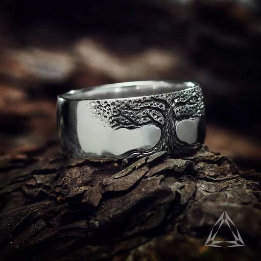 Simple Retro Carved Tree of Life Ring - The Humanitarians & Robotarians LLC.