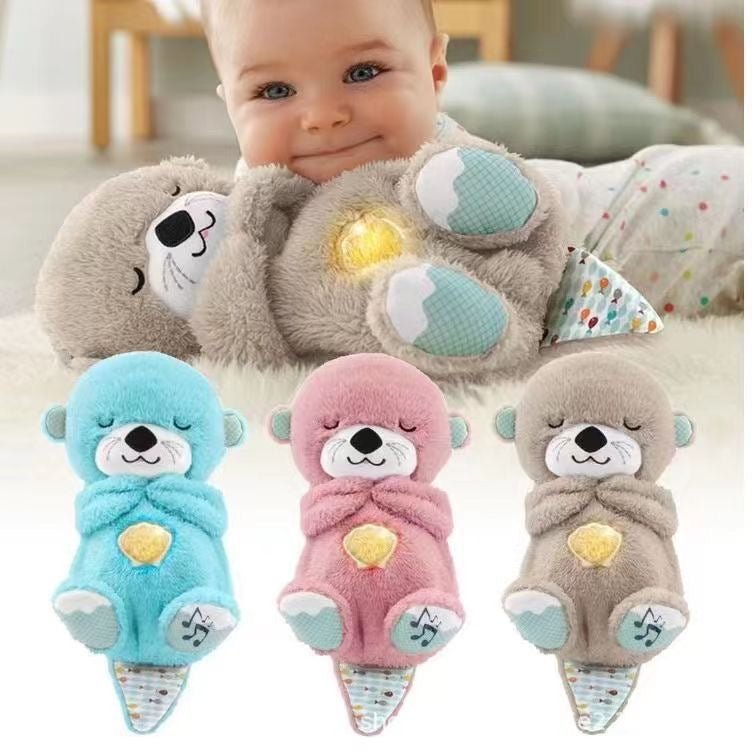 Sound Machine Soothe 'n Snuggle Otter Portable Plush Baby Toy with Sensory Details Music Lights & Rhythmic Breathing Motion - The Humanitarians & Robotarians LLC.