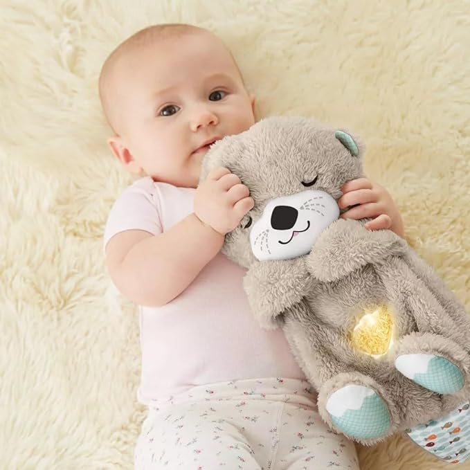 Sound Machine Soothe 'n Snuggle Otter Portable Plush Baby Toy with Sensory Details Music Lights & Rhythmic Breathing Motion - The Humanitarians & Robotarians LLC.