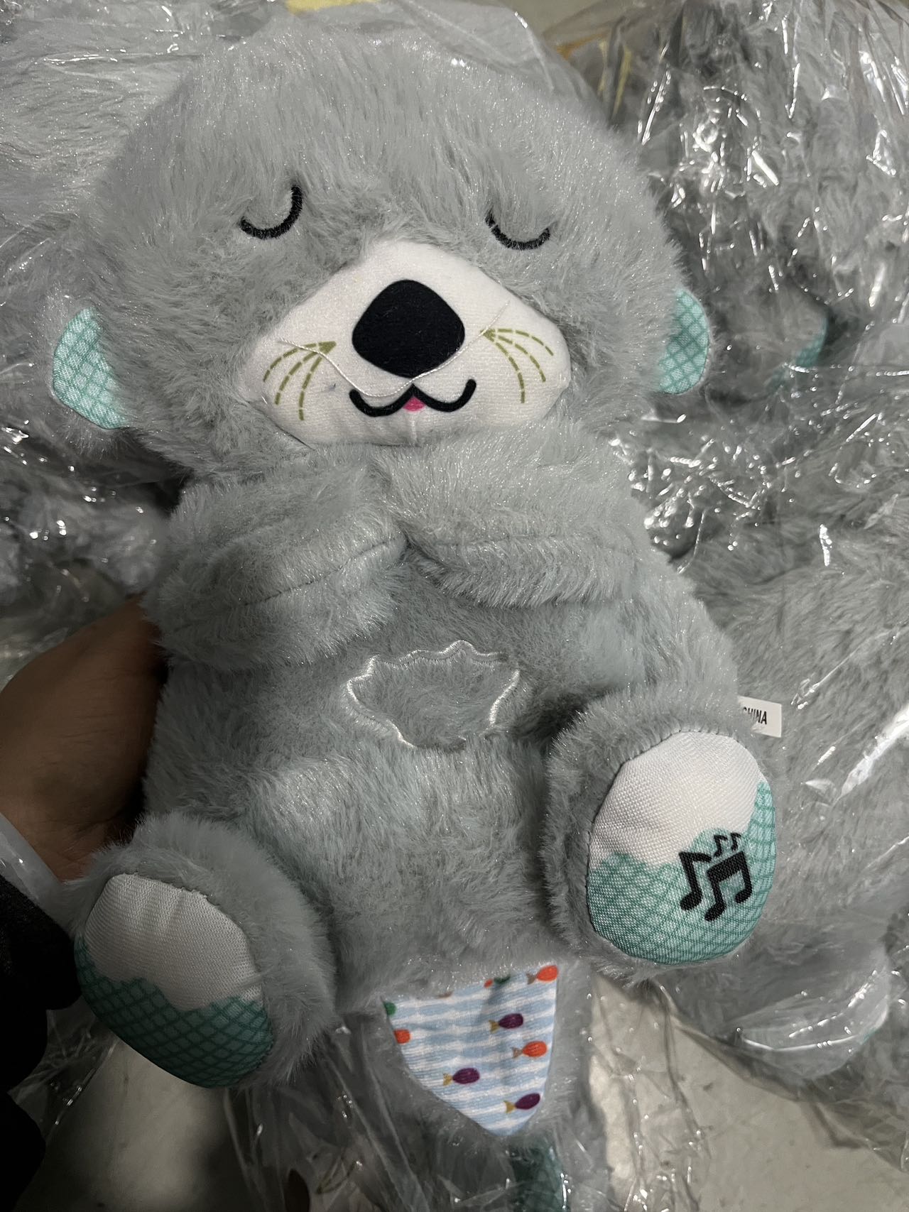 Sound Machine Soothe 'n Snuggle Otter Portable Plush Baby Toy with Sensory Details Music Lights & Rhythmic Breathing Motion - The Humanitarians & Robotarians LLC.