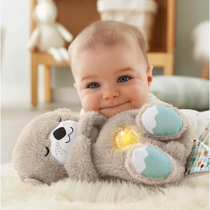 Sound Machine Soothe 'n Snuggle Otter Portable Plush Baby Toy with Sensory Details Music Lights & Rhythmic Breathing Motion - The Humanitarians & Robotarians LLC.