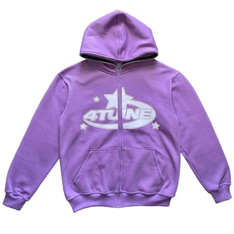 Star Printed Zip Up Hoodies - The Humanitarians & Robotarians LLC.