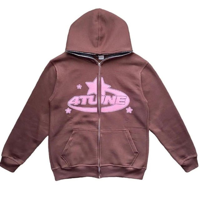 Star Printed Zip Up Hoodies - The Humanitarians & Robotarians LLC.