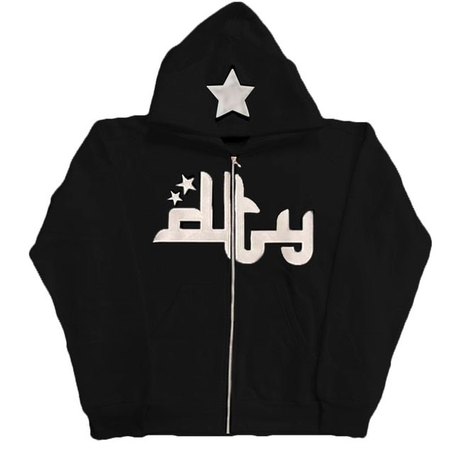 Star Printed Zip Up Hoodies - The Humanitarians & Robotarians LLC.