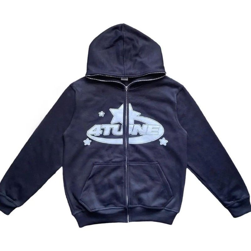 Star Printed Zip Up Hoodies - The Humanitarians & Robotarians LLC.