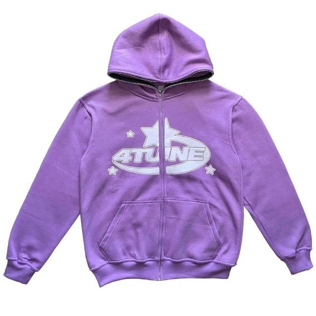 Star Printed Zip Up Hoodies - The Humanitarians & Robotarians LLC.