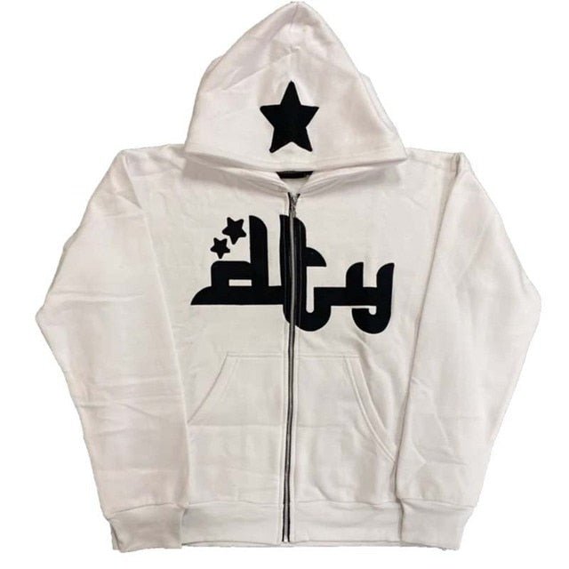 Star Printed Zip Up Hoodies - The Humanitarians & Robotarians LLC.