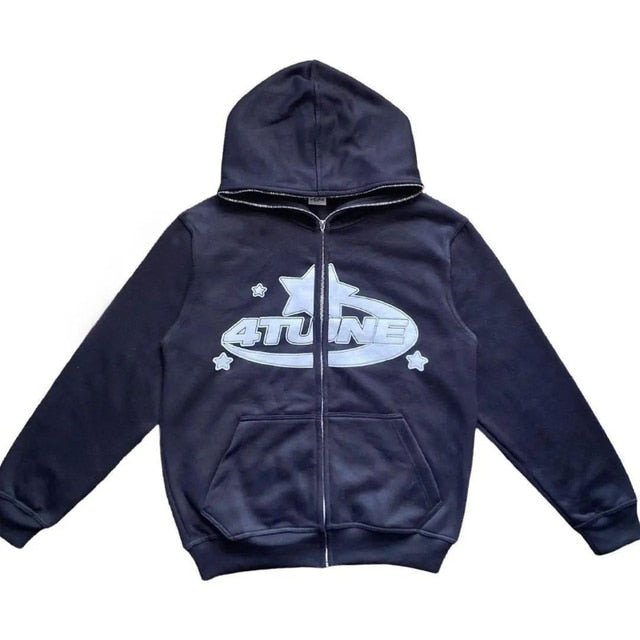 Star Printed Zip Up Hoodies - The Humanitarians & Robotarians LLC.